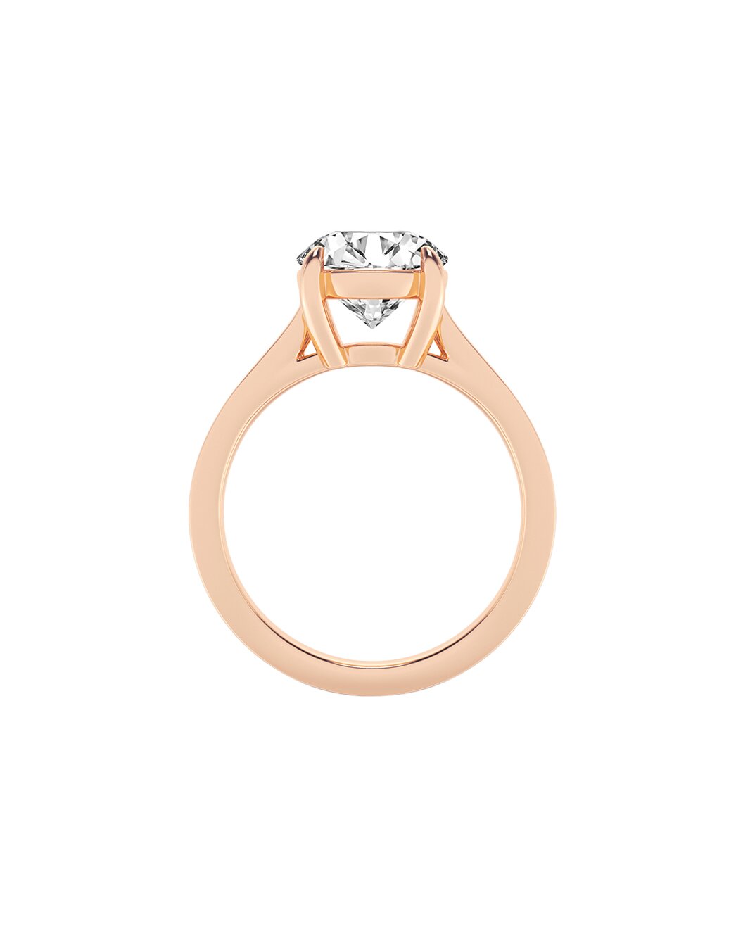 Rose gold ring with a diamond on a white background Side