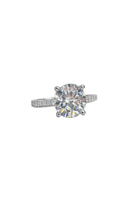 Lucaira 7 Carat Round Brilliant Cut Lab Grown Diamond Ring in 18k White Gold Front