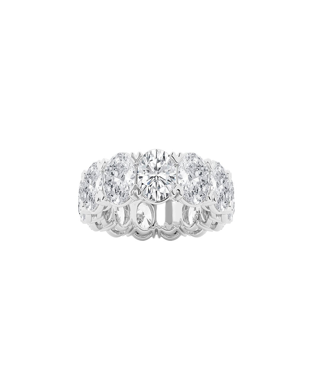 Lucastae 12 Carats Oval Cut Lab Grown Diamond Eternity Ring in 14K White Gold