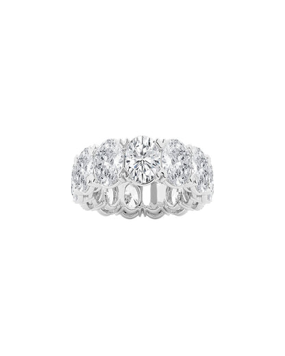 Lucastae 12 Carats Oval Cut Lab Grown Diamond Eternity Ring in 14K White Gold