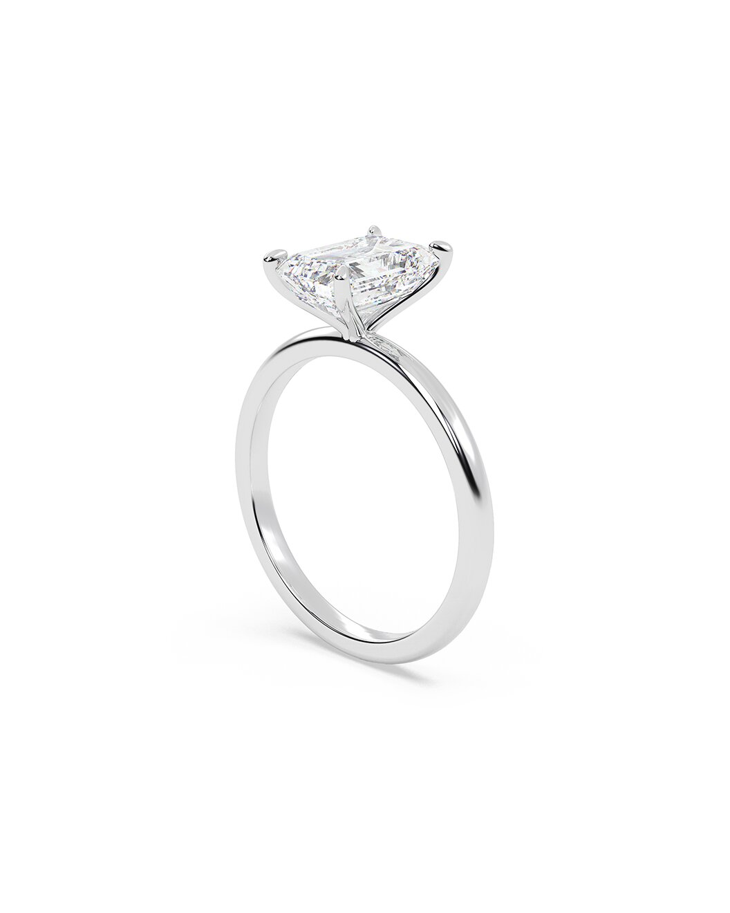 Luminara 2 Carat Emerald Cut Lab Grown Diamond Engagement Ring Solitaire Angle