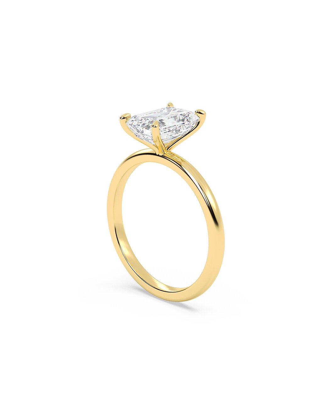 Lucea 2 Carat Emerald Cut Lab Grown Diamond Engagement Ring in 14k Yellow Gold Solitaire Angle