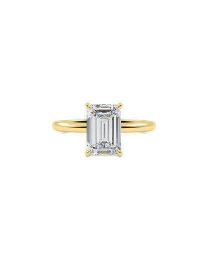 Lucea 2 Carat Emerald Cut Lab Grown Diamond Engagement Ring in 14k Yellow Gold Solitaire Front