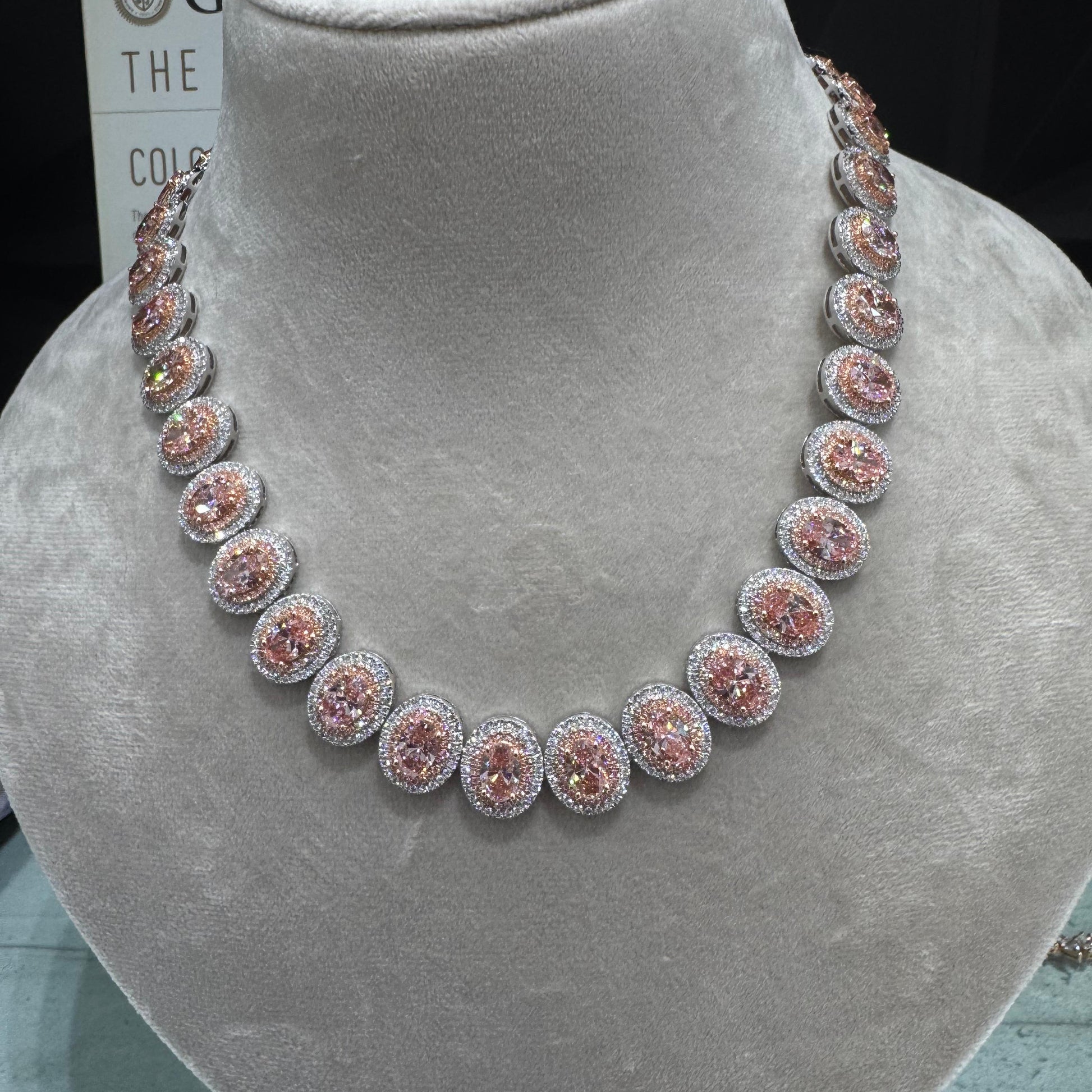 Lucenyae 52 Carat Cushion Shape Lab Grown Diamond Necklace in 14k White Gold