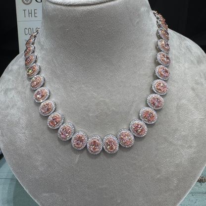 Lucenyae 52 Carat Cushion Shape Lab Grown Diamond Necklace in 14k White Gold