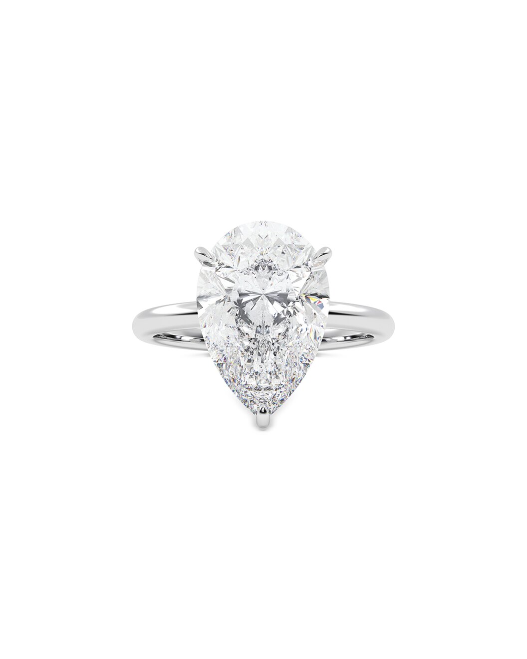 Lucetta 5 Carat Pear Cut Lab Grown Diamond Engagement Ring in 14k White Gold