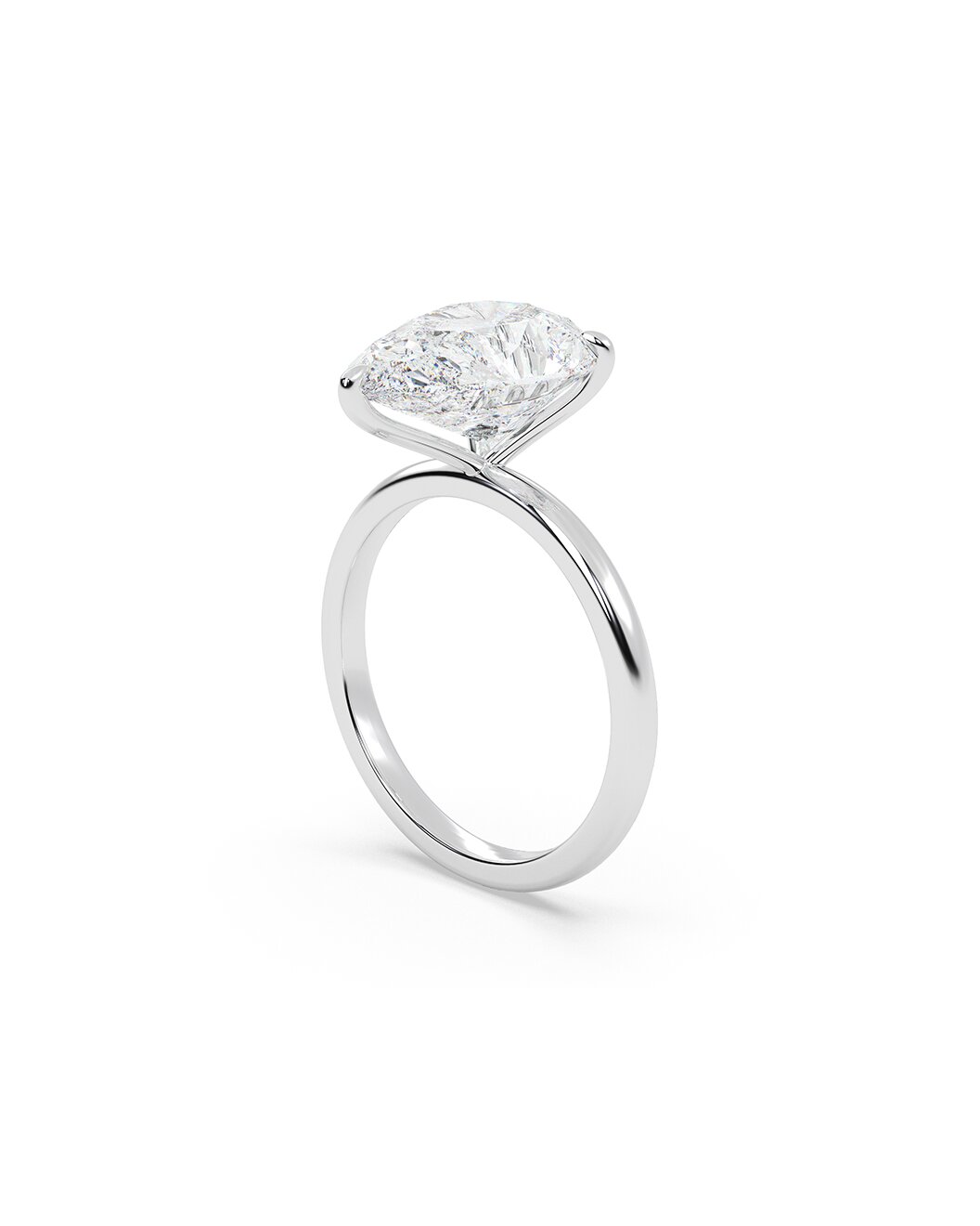 Lucetta 5 Carat Pear Cut Lab Grown Diamond Engagement Ring in 14k White Gold Side View
