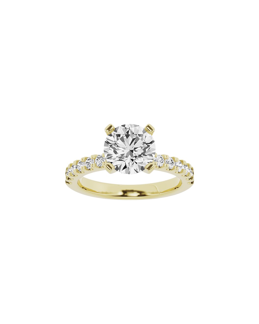 Gold ring with a diamond on a white background front