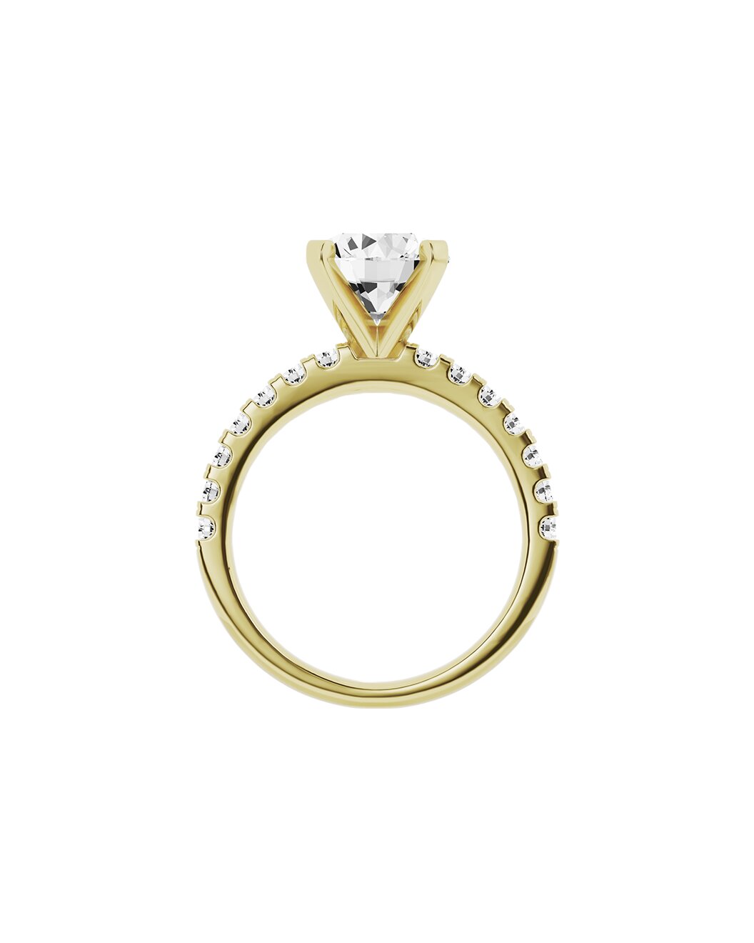 Gold ring with a diamond on a white background side