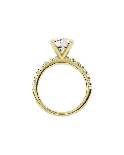 Gold ring with a diamond on a white background side