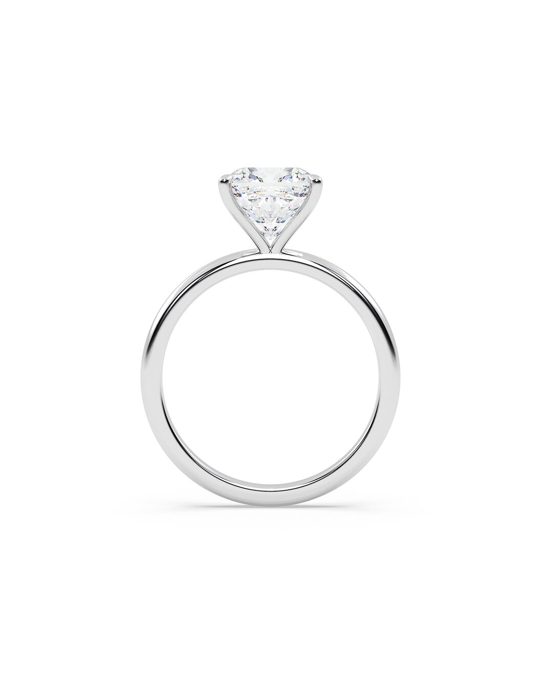 Luciennea 4 Carat Cushion Cut Lab Grown Diamond Engagement Ring in 14k White Gold Front View