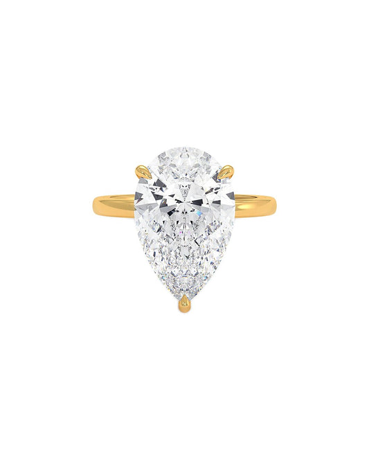 Lucilla 3 Carat Faceted Pear Cut Lab Grown Diamond Engagement Ring in 14k Yellow Gold