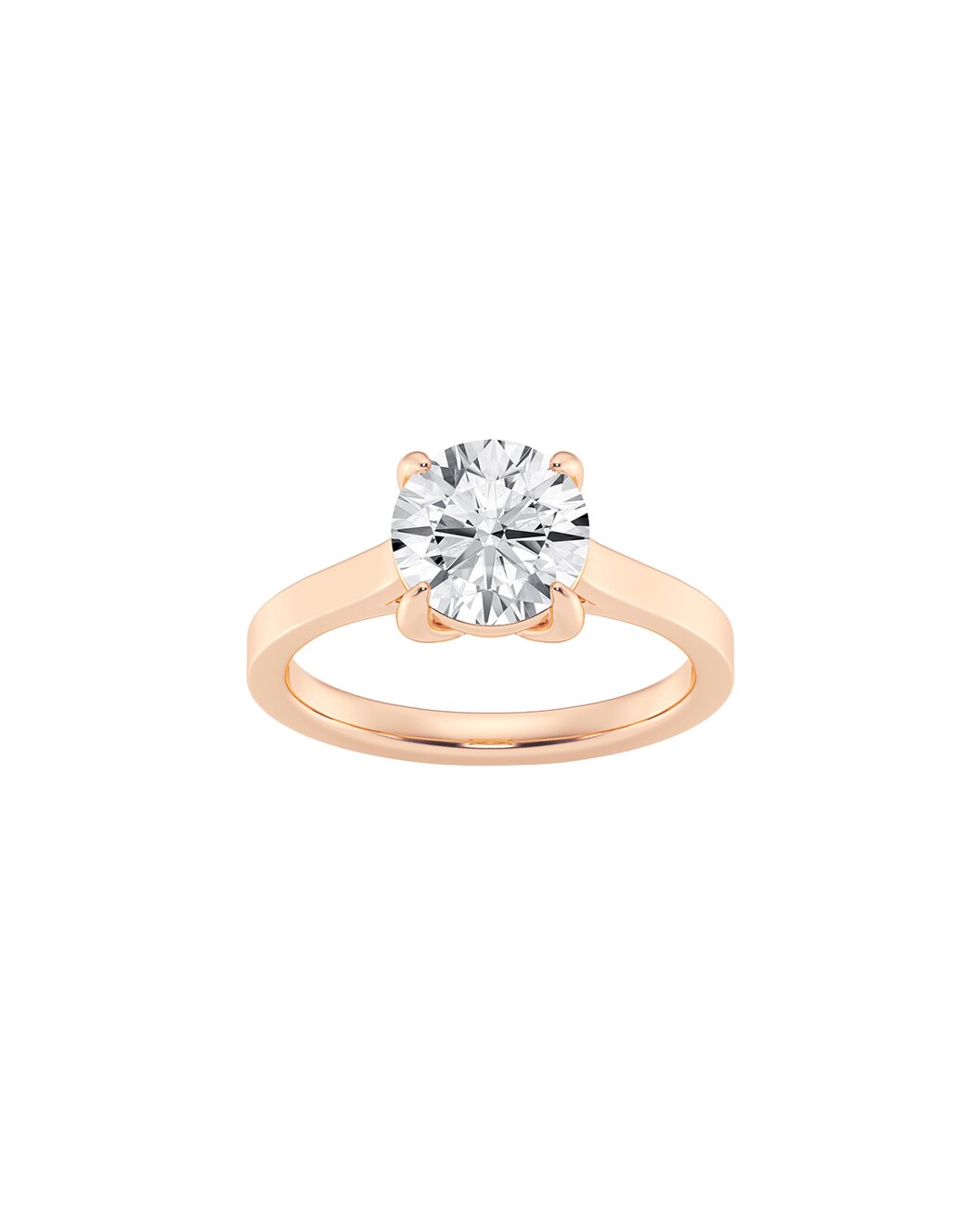 Ludmilla 2.00 Carat Round Cut Lab-Grown Faceted Diamond Solitaire Engagement Ring in 14k Rose Gold - Front