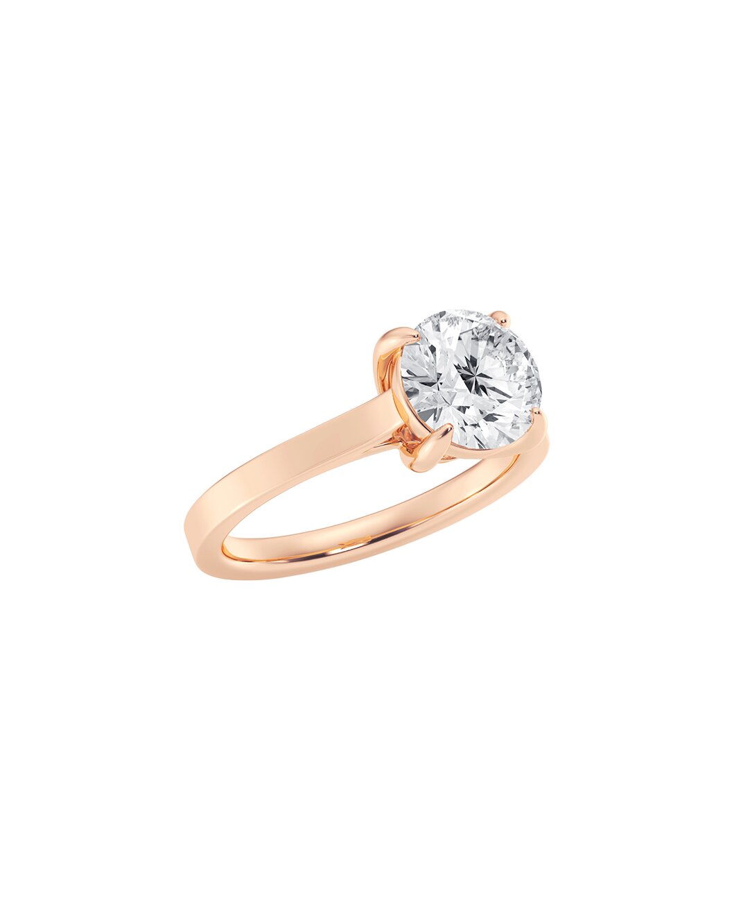 Ludmilla 2.00 Carat Round Cut Lab-Grown Faceted Diamond Solitaire Engagement Ring in 14k Rose Gold - Side