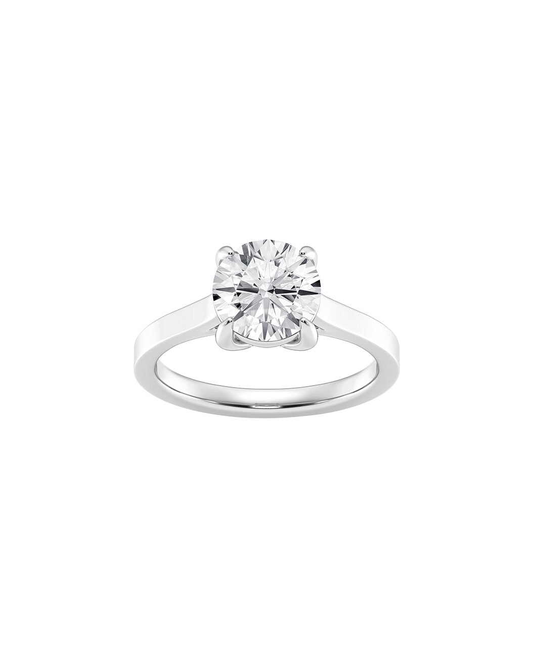 Ludmilla 2.00 Carat Round Cut Lab-Grown Faceted Diamond Solitaire Engagement Ring in 14k White Gold - Front