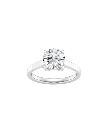 Ludmilla 2.00 Carat Round Cut Lab-Grown Faceted Diamond Solitaire Engagement Ring in 14k White Gold - Front