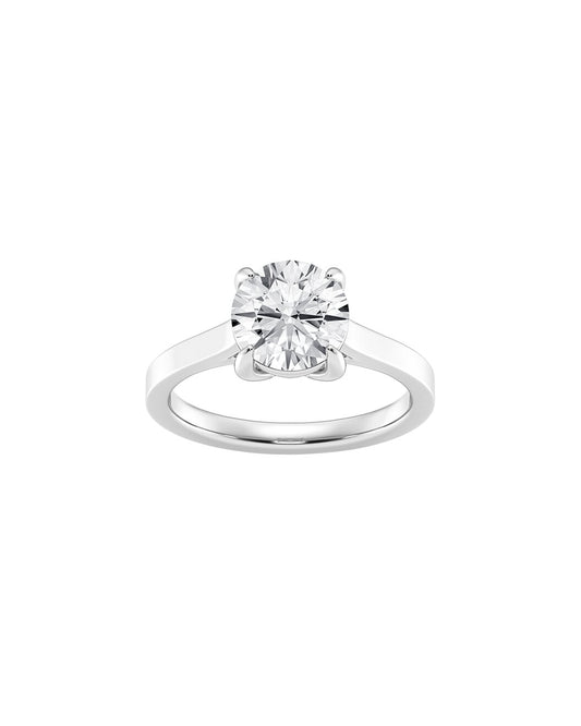 Ludmilla 2.00 Carat Round Cut Lab-Grown Faceted Diamond Solitaire Engagement Ring in 14k White Gold - Front