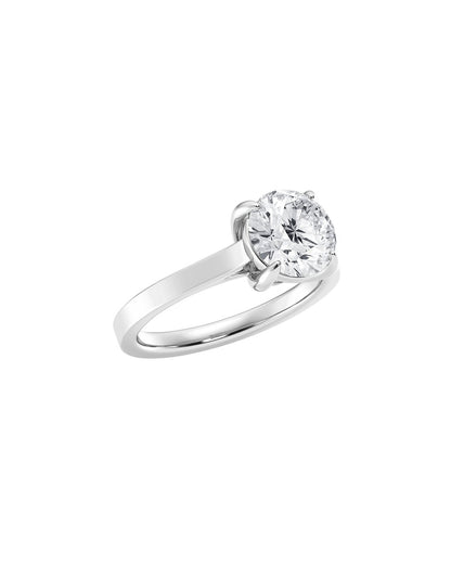 Ludmilla 2.00 Carat Round Cut Lab-Grown Faceted Diamond Solitaire Engagement Ring in 14k White Gold - Side