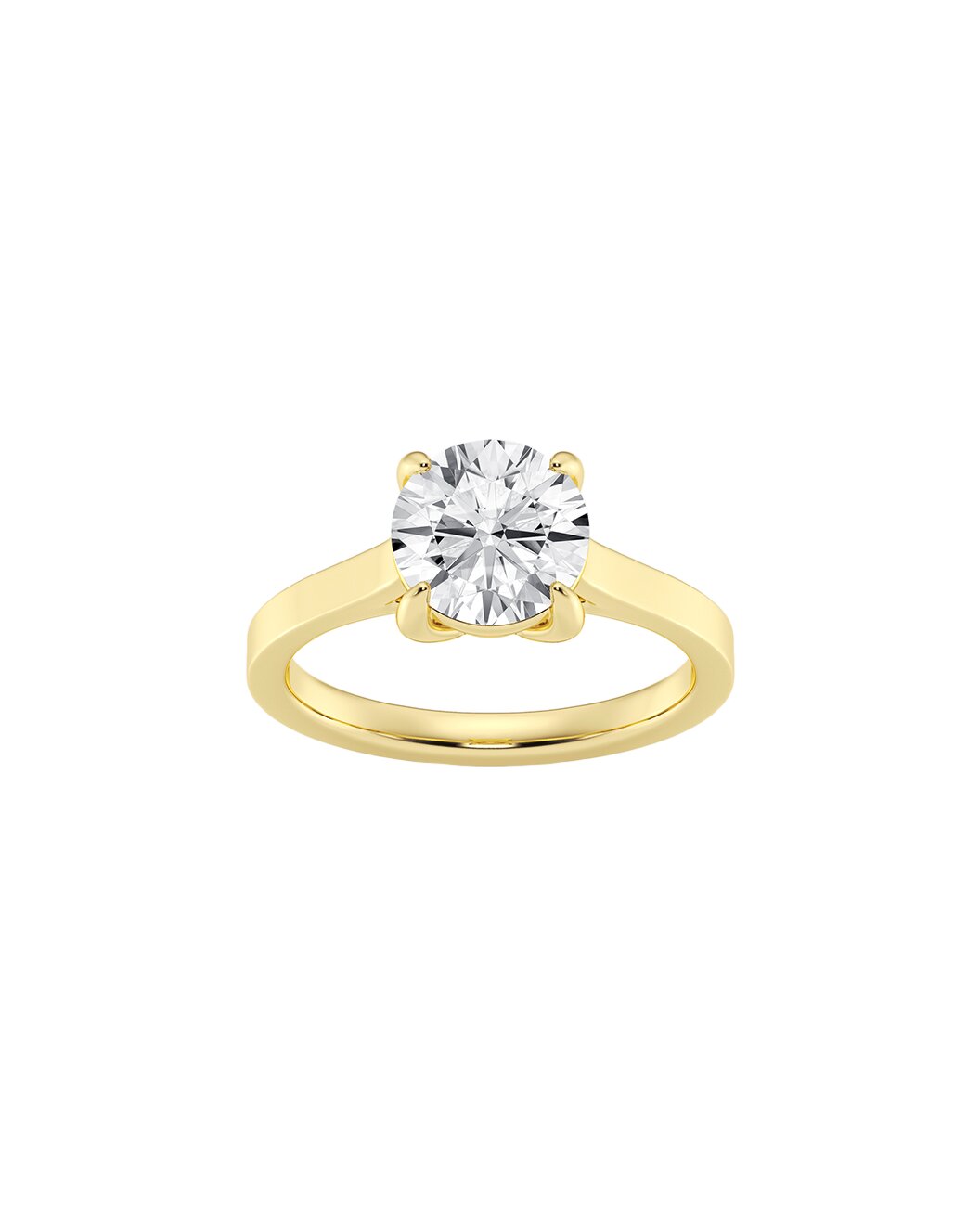 Ludmilla 2.00 Carat Round Cut Lab-Grown Faceted Diamond Solitaire Engagement Ring in 14k Yellow Gold