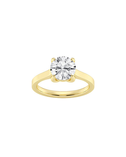 Ludmilla 2.00 Carat Round Cut Lab-Grown Faceted Diamond Solitaire Engagement Ring in 14k Yellow Gold
