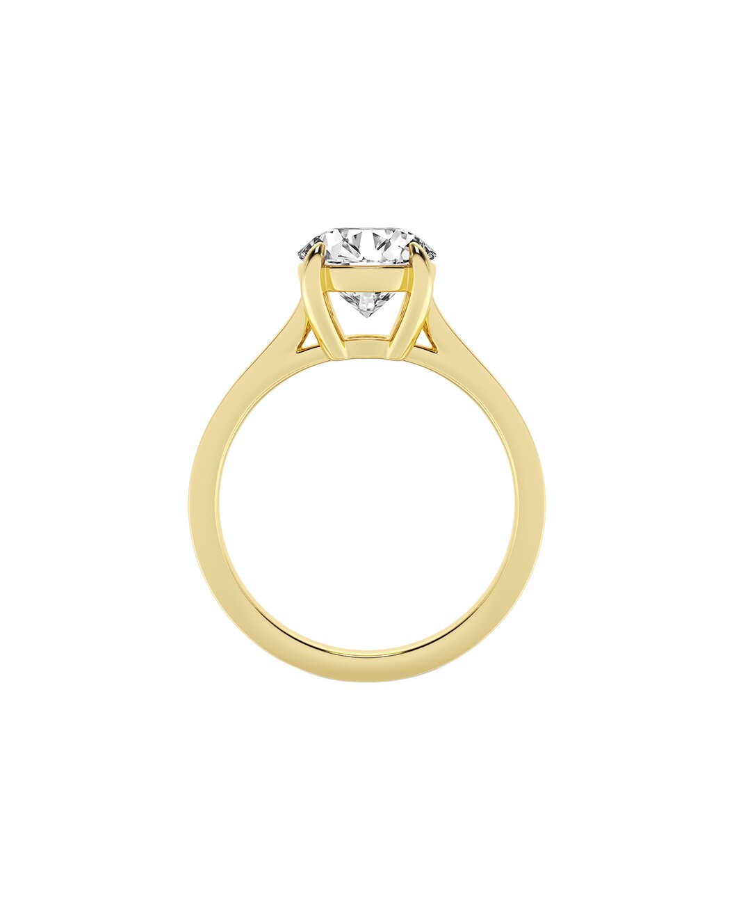 Ludmilla 2.00 Carat Round Cut Lab-Grown Faceted Diamond Solitaire Engagement Ring in 14k Yellow Gold Back View