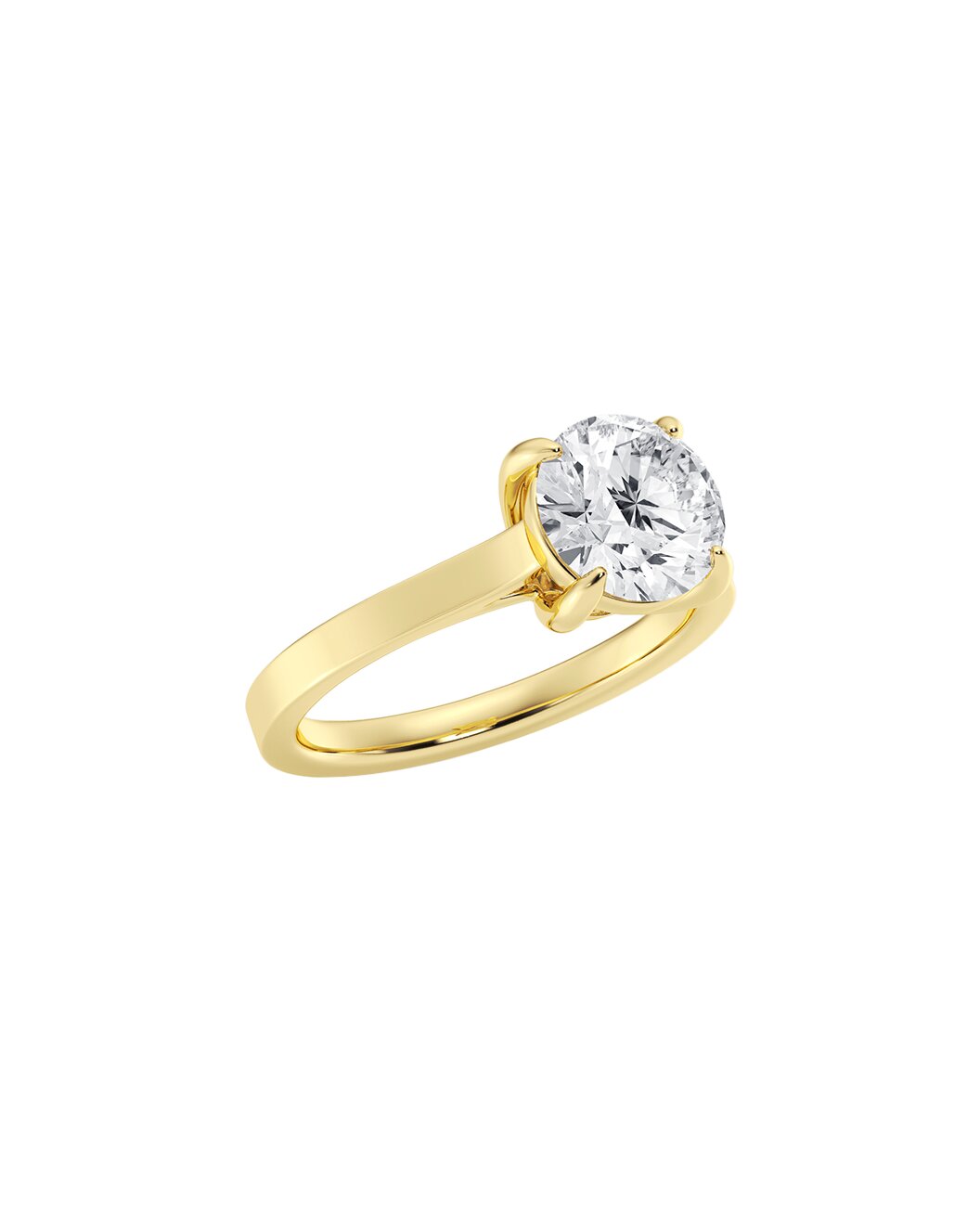 Ludmilla 2.00 Carat Round Cut Lab-Grown Faceted Diamond Solitaire Engagement Ring in 14k Yellow Gold Side View