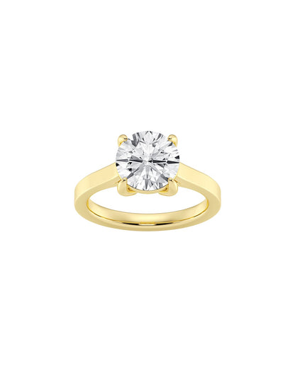Gold ring with a diamond on a white background Front