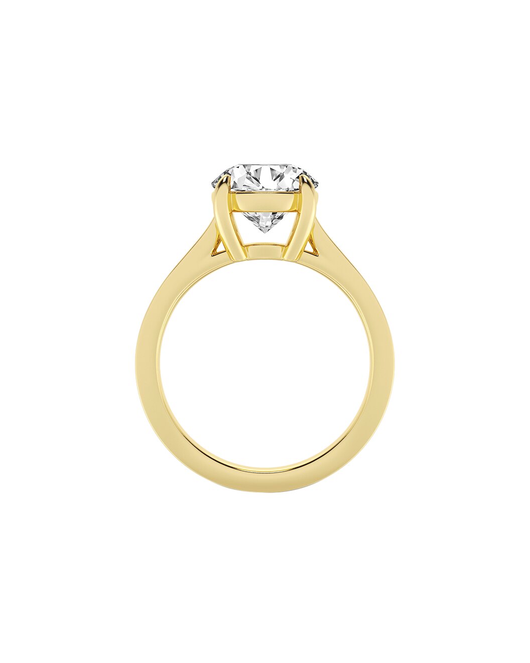 Gold ring with a diamond on a white background side