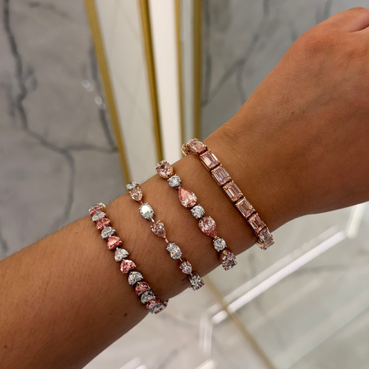 Lumaiah 15.09 Carat Combine Mix Shape Lab Grown Pink Diamond Bracelet in 14k White Gold