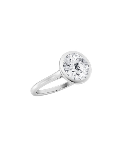 Lumen 5 Carat Faceted Round Cut Lab Grown Diamond Engagement Ring in 14k White Gold Side View