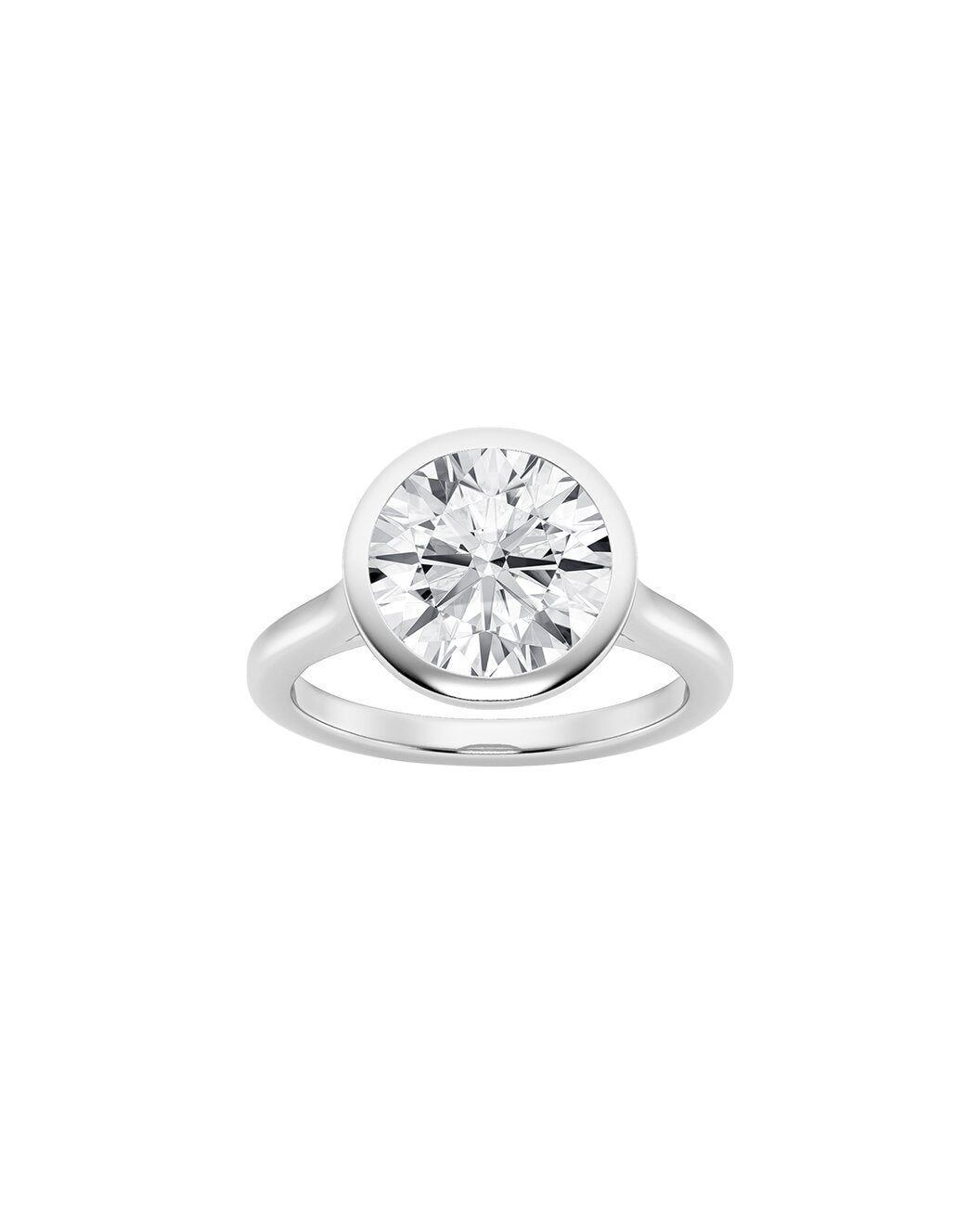 Lumen 5 Carat Faceted Round Cut Lab Grown Diamond Engagement Ring in 14k White Gold