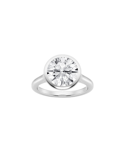 Lumen 5 Carat Faceted Round Cut Lab Grown Diamond Engagement Ring in 14k White Gold
