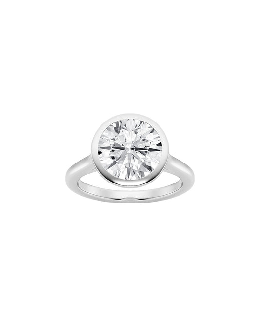Lumen 5 Carat Faceted Round Cut Lab Grown Diamond Engagement Ring in 14k White Gold