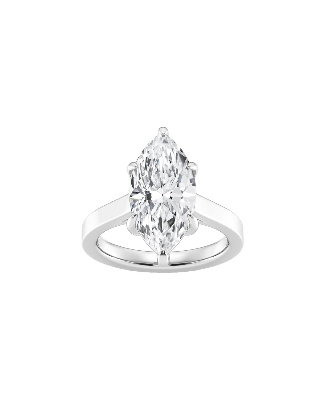 Lumiera 7 Carat Faceted Marquise Cut Lab Grown Diamond Engagement Ring in 14k White Gold