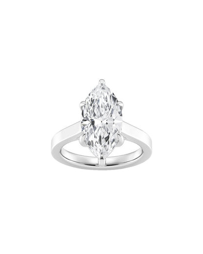 Lumiera 7 Carat Faceted Marquise Cut Lab Grown Diamond Engagement Ring in 14k White Gold