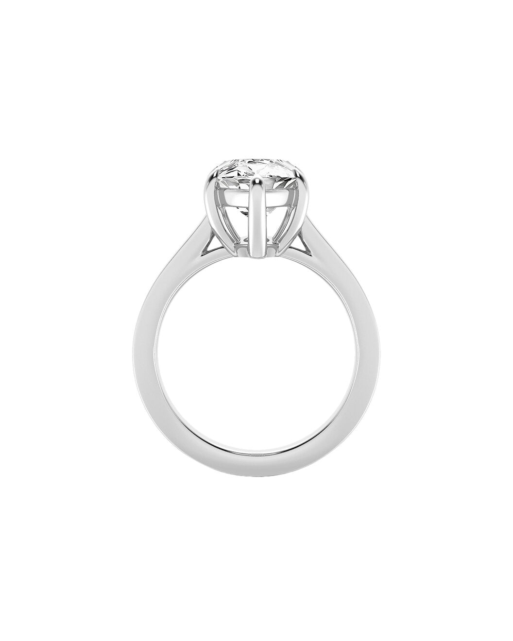 Lumiera 7 Carat Faceted Marquise Cut Lab Grown Diamond Engagement Ring in 14k White Gold Front View