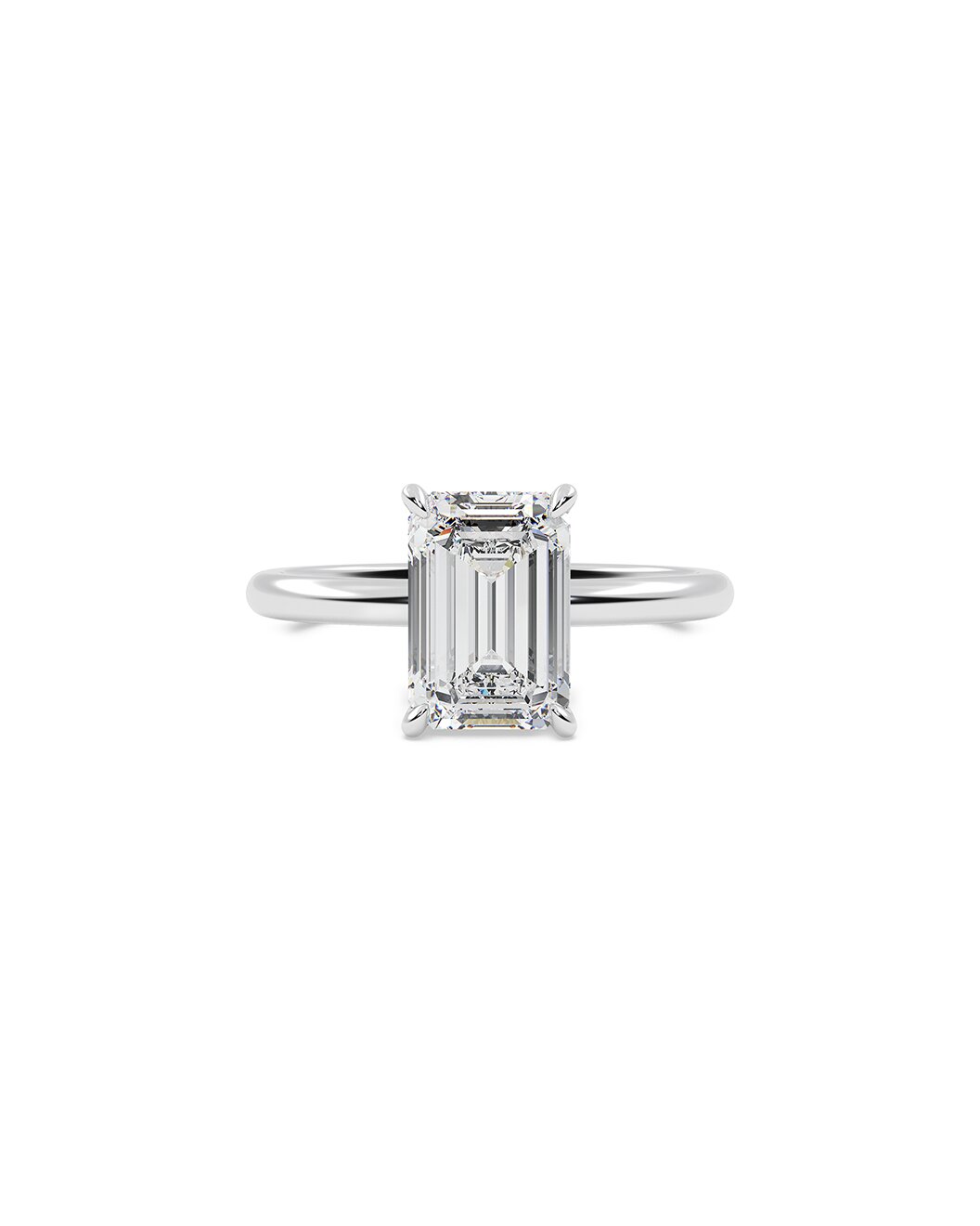 Luminara 2 Carat Emerald Cut Lab Grown Diamond Engagement Ring Solitaire Front