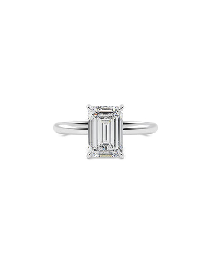 Luminara 2 Carat Emerald Cut Lab Grown Diamond Engagement Ring Solitaire Front