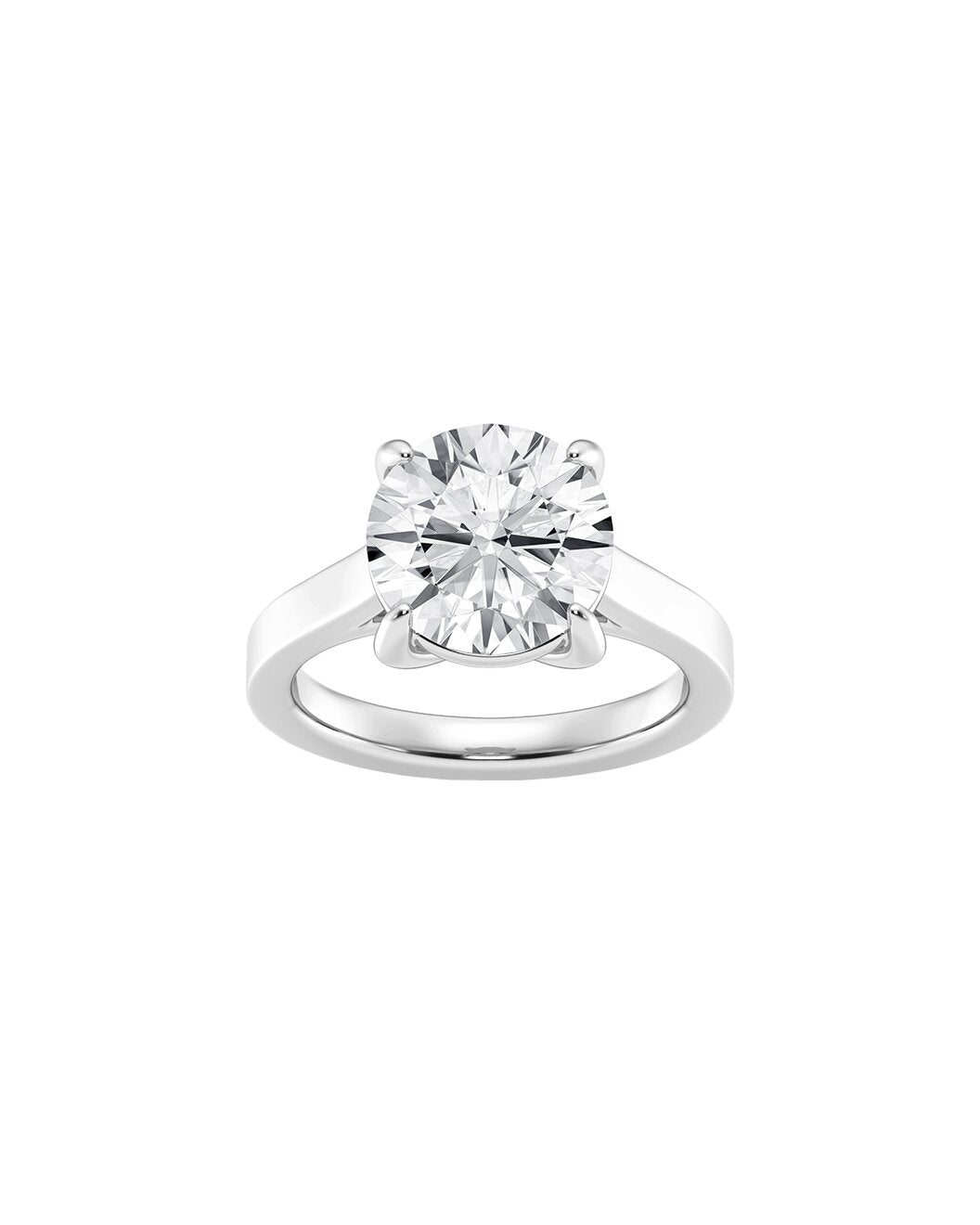 Lunarae 5 Carat Faceted Round Cut Lab Grown Diamond Engagement Ring in 14k White Gold