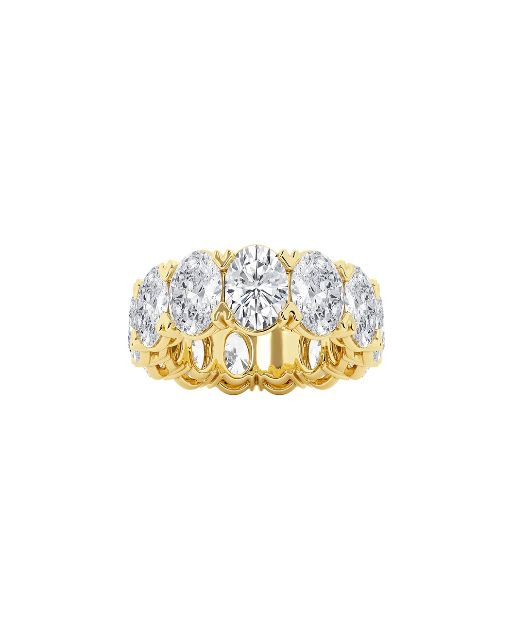 Lunareth 12 Carats Oval Cut Lab Grown Diamond Eternity Ring in 14K Yellow Gold
