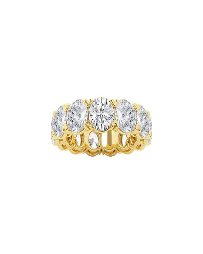 Lunareth 12 Carats Oval Cut Lab Grown Diamond Eternity Ring in 14K Yellow Gold