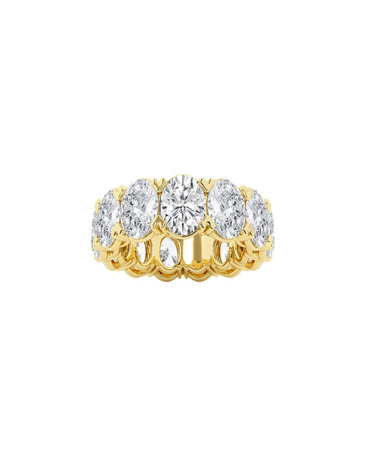 Lunareth 12 Carats Oval Cut Lab Grown Diamond Eternity Ring in 14K Yellow Gold