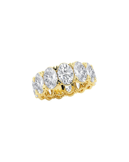 Lunareth 12 Carats Oval Cut Lab Grown Diamond Eternity Ring in 14K Yellow Gold Side View