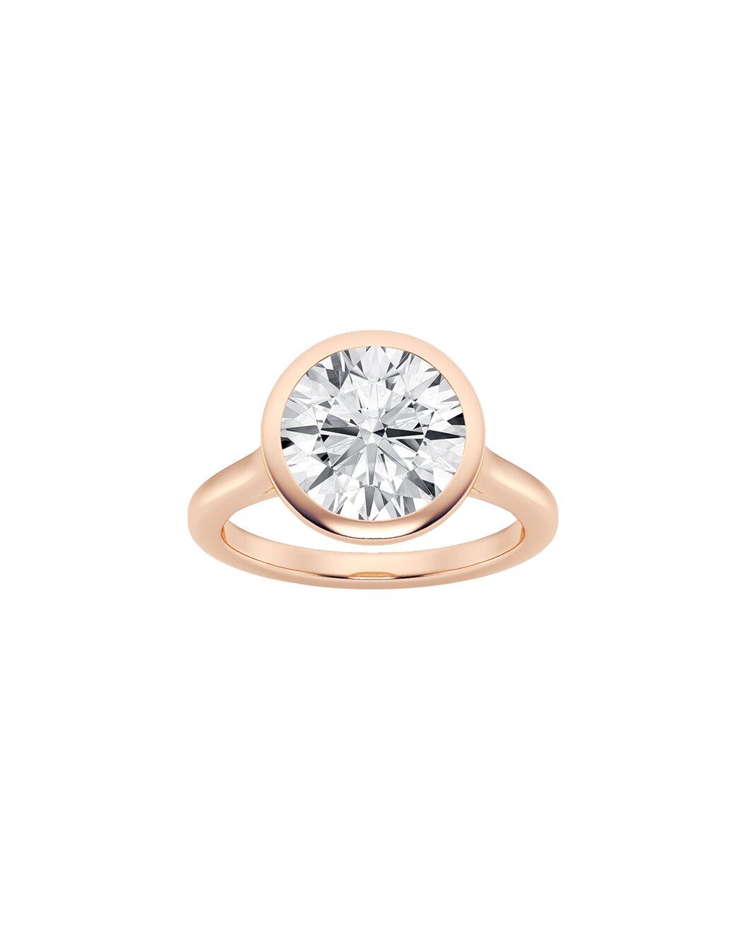Lunea 5 Carat Faceted Round Cut Lab Grown Diamond Engagement Ring in 14k Rose Gold