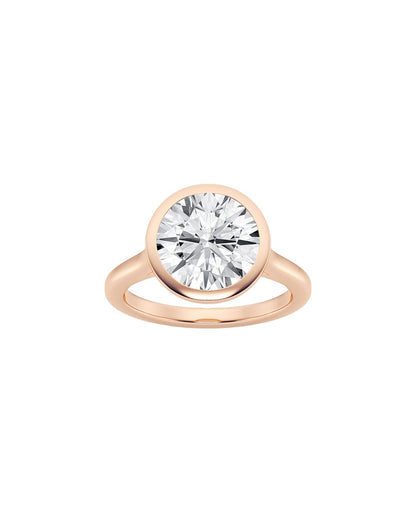 Lunea 5 Carat Faceted Round Cut Lab Grown Diamond Engagement Ring in 14k Rose Gold