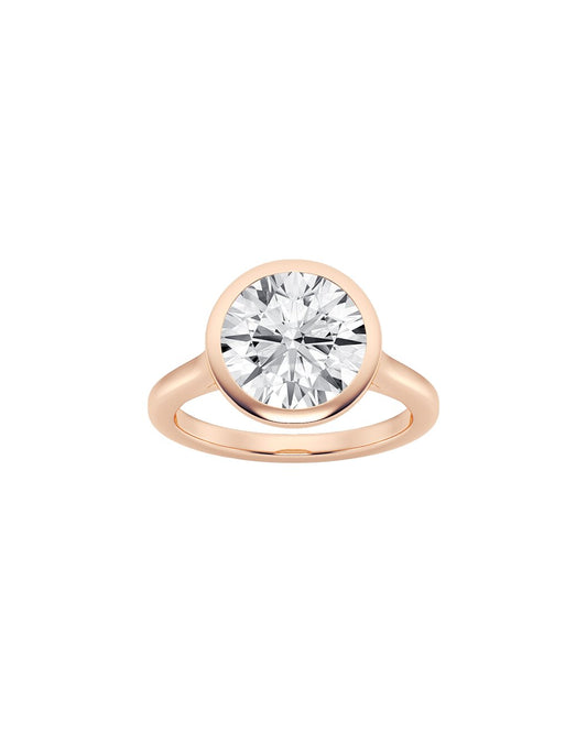 Lunea 5 Carat Faceted Round Cut Lab Grown Diamond Engagement Ring in 14k Rose Gold