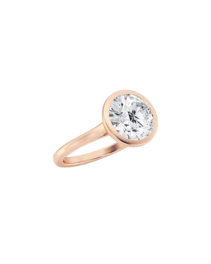 Lunea 5 Carat Faceted Round Cut Lab Grown Diamond Engagement Ring in 14k Rose Gold Side View