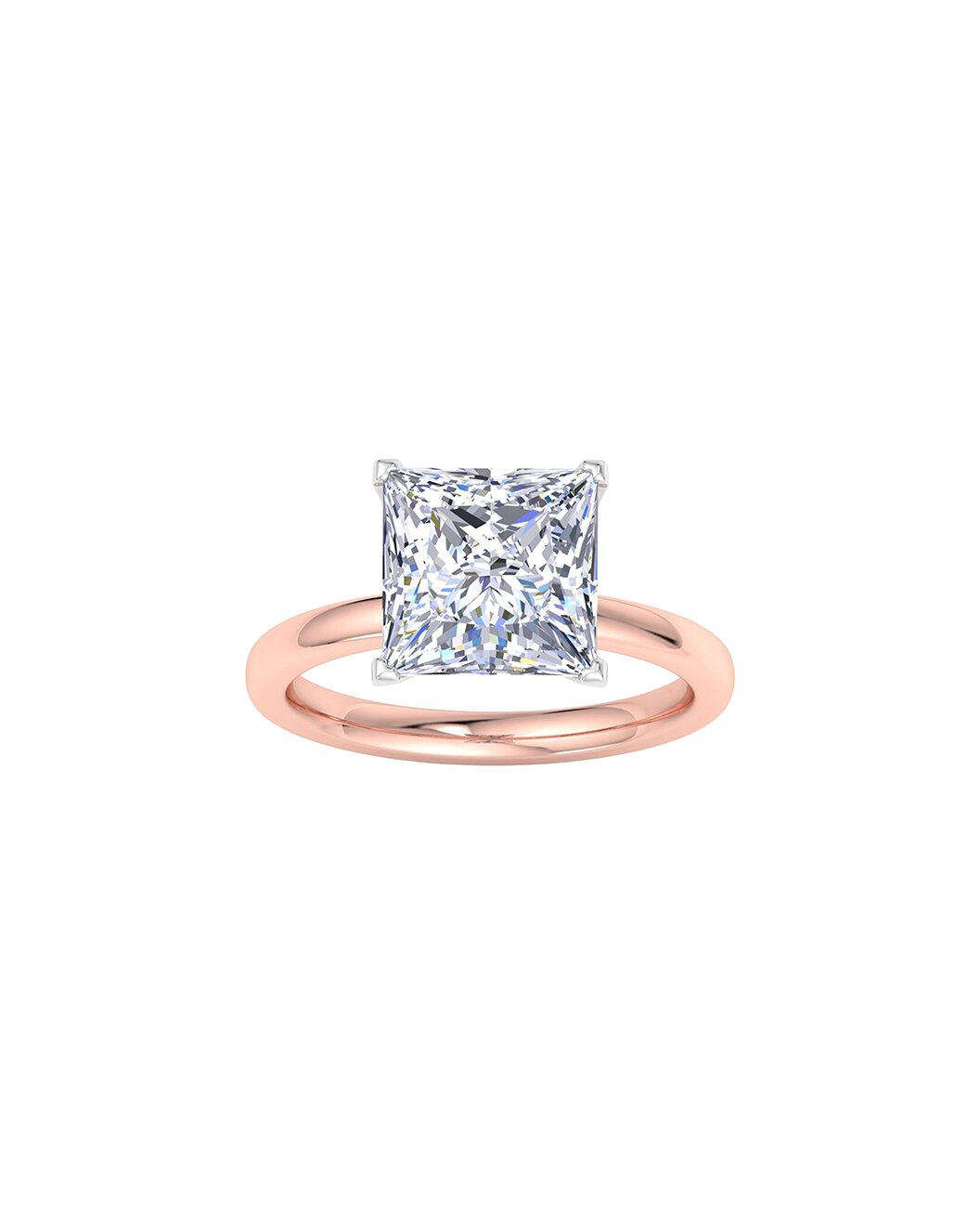 Lunisse 6.01 Carat Princess Cut Lab Grown Diamond Engagement Ring in 14k Rose Gold