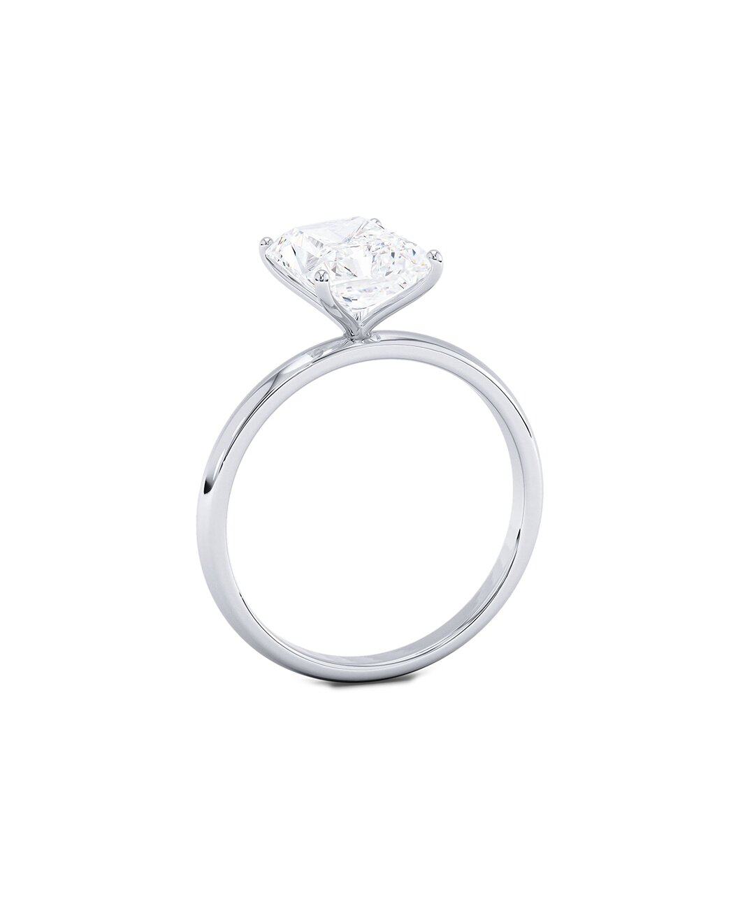Lunita 2 Carat Emerald Cut Lab Grown Diamond Engagement Ring Side View