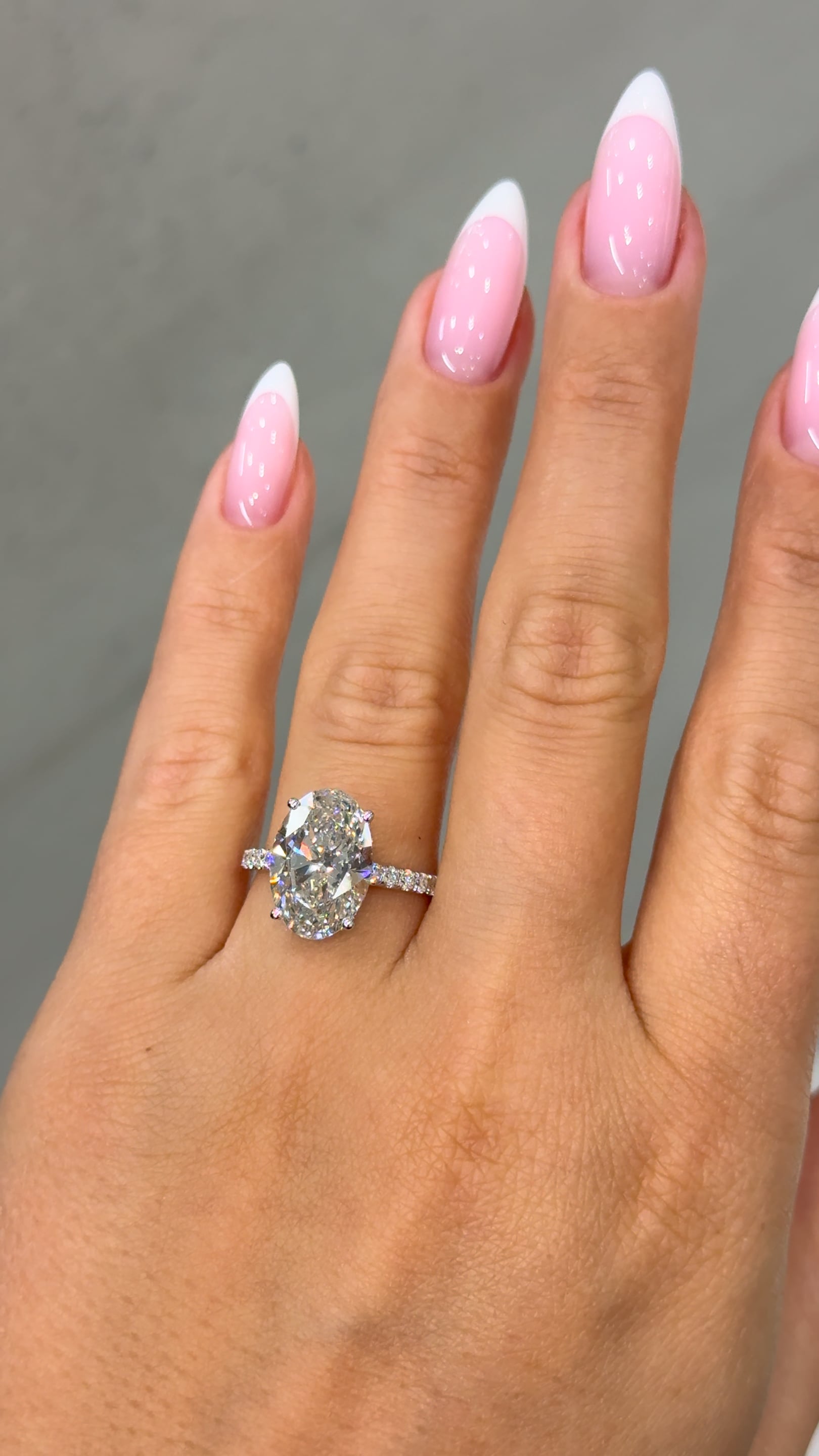 Lunith 5.75 Carat Oval Cut Lab Grown Diamond Ring in 18k White Gold